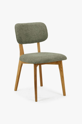 Tölgyfa kárpitozott étkezőszék zöld szövet EasyClean huzattal